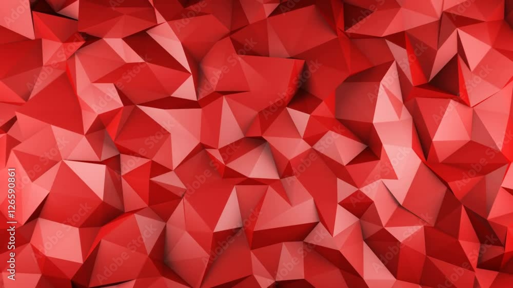 Poster red glossy geometric surface. computer generated seamless loop abstract motion background. 4k uhd (3