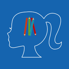 silhouette head girl school colors vector illustration eps 10