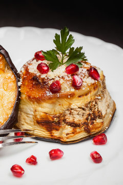 Eggplant Zuccotto Decorated With Pomegranate