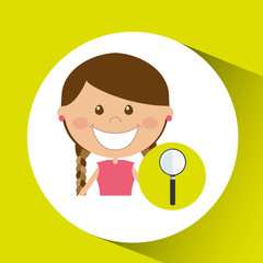 cheerful girl study search design vector illustration eps 10