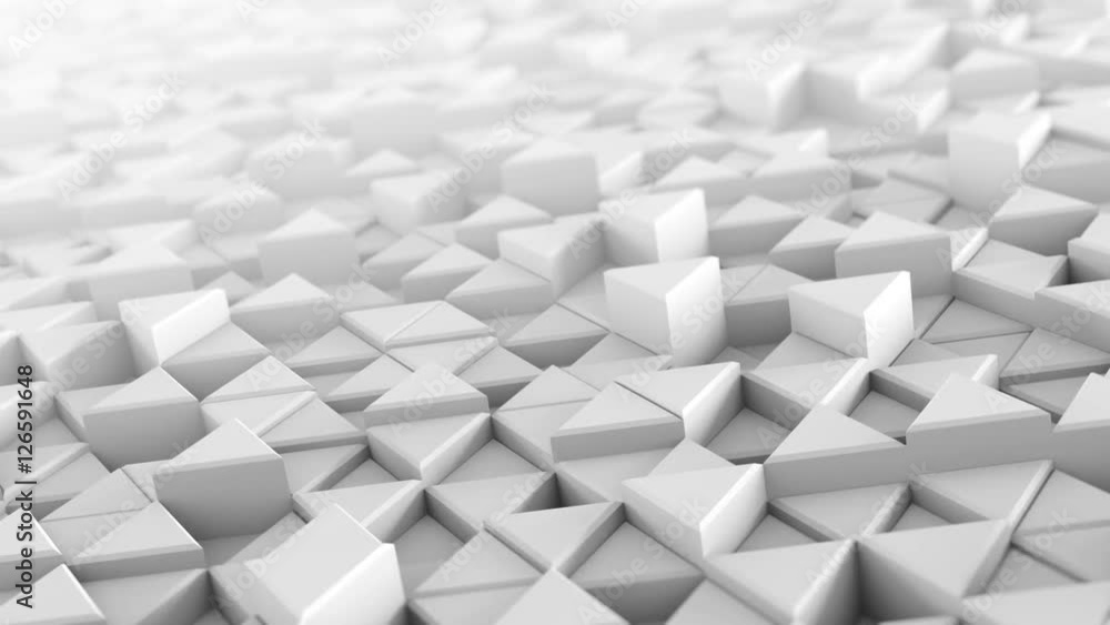 Poster white extruded triangles. abstract trendy background with geometric elements. 3d render seamless loo