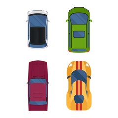 Car top view vector isolated.