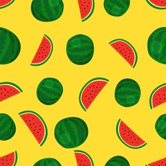 Fruits watermelon seamless patterns vector