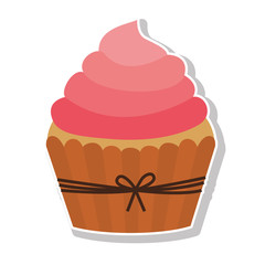 sweet cupcake dessert icon over white background. colorful design. vector illustration
