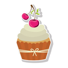 sweet cupcake dessert icon over white background. colorful design. vector illustration