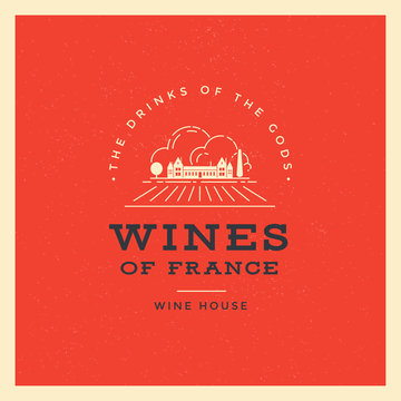 Wine list vector template logo or design element of the house wine. French wine. 