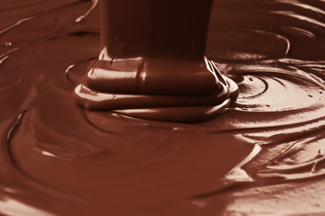 Pouring liquid chocolate background