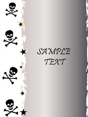 Grunge style, skull and stars vector background with the metalli