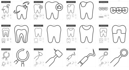 Stomatology line icon set.