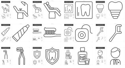 Stomatology line icon set.