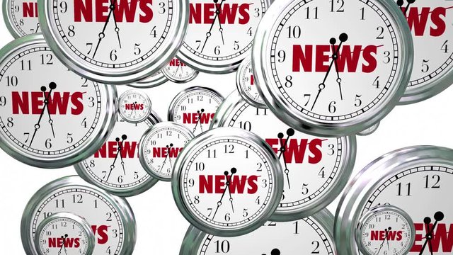 News Around the Clock Time Flying Word 3d Animation