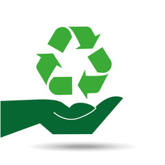 recycle symbol hands holding design icon vector illustration eps 10