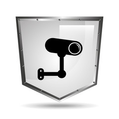 surveillance camera symbol icon shield steel vector illustration eps 10