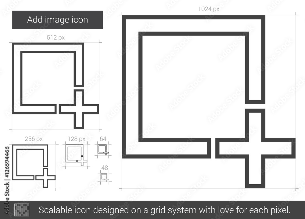 Poster add image line icon.