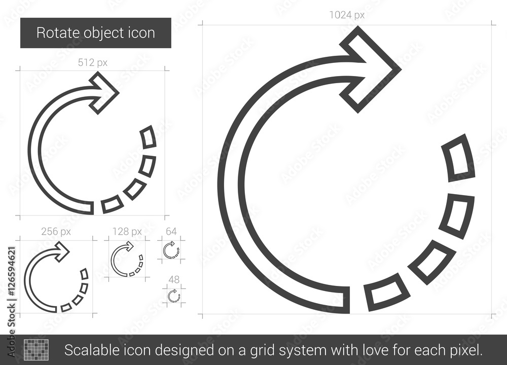 Poster rotate object line icon.
