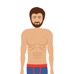 cartoon man in colorful boxer over white background. underwear design. vector illustration