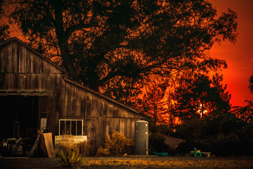 Red sunset in rural California - 126595065