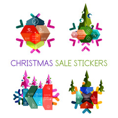 Paper New Year and Christmas labels, stickers