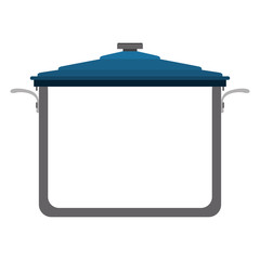 soup pot with blue cap. kitchen utensils design. over white background. vector illustration