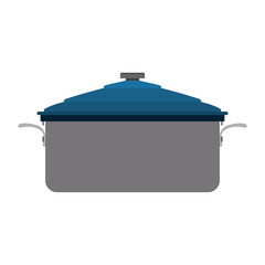 soup pot with blue cap. kitchen utensils design. over white background. vector illustration