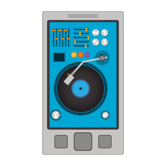 mixer turntable music device icon over white background. disc jockey design. vector illustration
