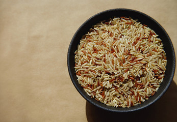 Bowl with uncooked rice