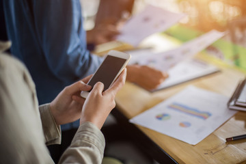 Business team working on laptop, while sitting at office. Busine