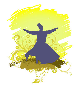 whirling dervish silhouette dancing yellow background clip art preview