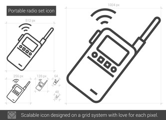 Portable radio set line icon.