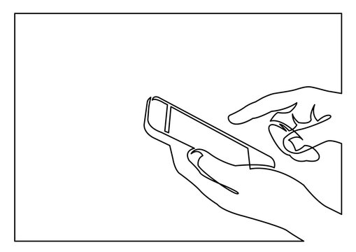 recommend clip art: continuous line drawing of hands using smartphone