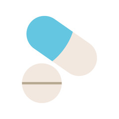 medicine capsule and pill icon over white background. vector illustration