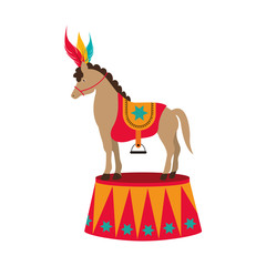 show of horse over white background. circus colorful design. vector illustration