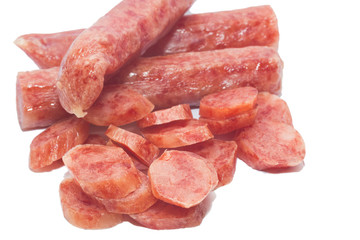pork meat sausages isolated on a white background
