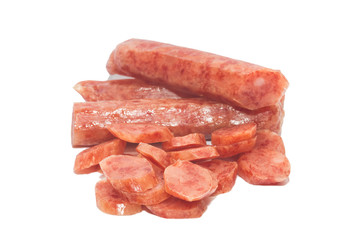 pork meat sausages isolated on a white background
