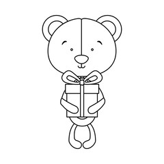 teddy bear character with gift box icon image vector illustration design 