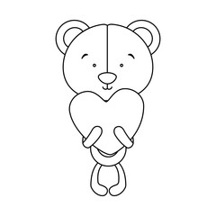 teddy bear character and heart cartoon icon image vector illustration design 