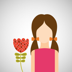 cartoon girl delicate flower tulip graphic vector illustration eps 10