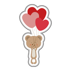 teddy bear character with balloons  icon image vector illustration design 