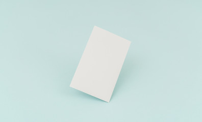 Blank business card on blue background .