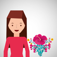 cute flower girl cartoon icon vector illustration eps 10