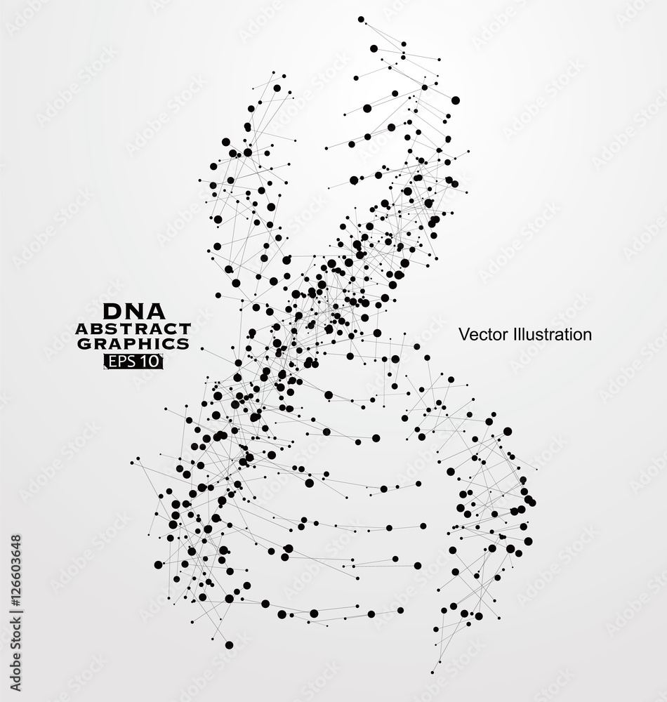 Poster dna abstract graphics, consisting of points and lines.