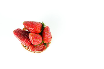 Fresh strawberries on white background.