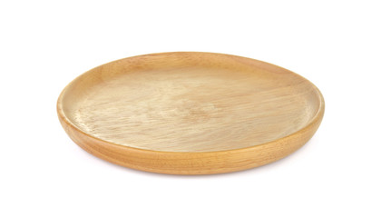 wooden  plate on white background