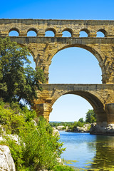 Fototapeta premium Roman aqueduct Pont du Gard, Unesco site.Languedoc, France.