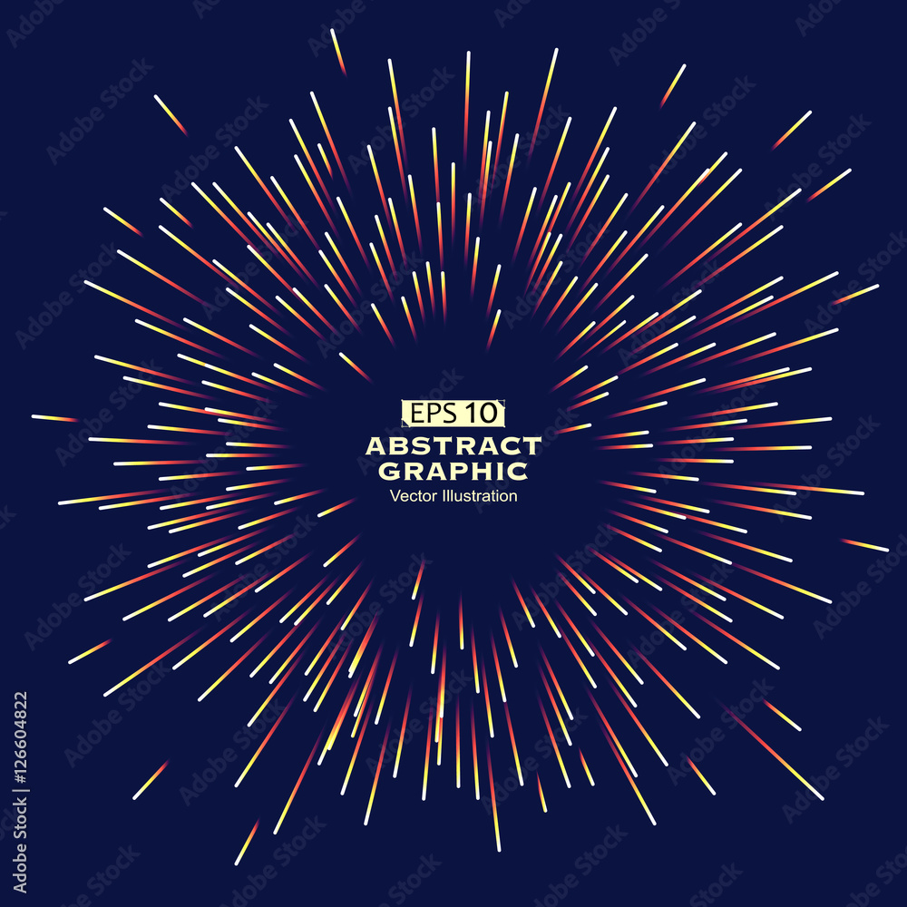 Poster dot and line consisting of radial abstract graphics.
