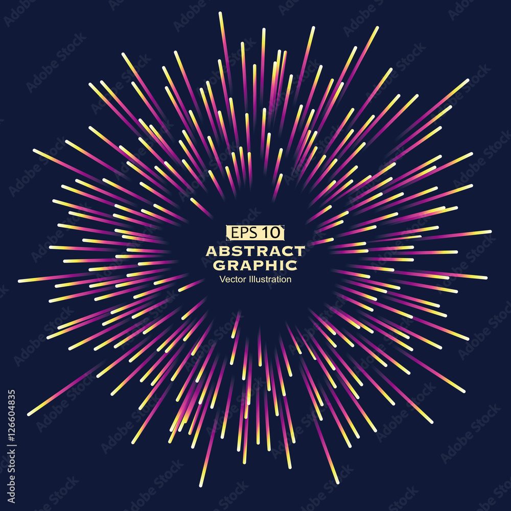 Poster dot and line consisting of radial abstract graphics.