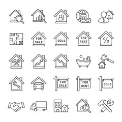 Fototapeta premium Real Estate outlines vector icons