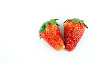 Fresh strawberries on white background.