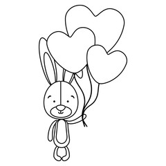 rabbit or bunny with balloons icon image vector illustration design 