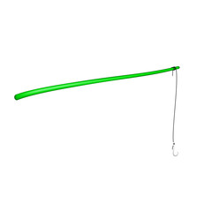 Vintage fishing rod in green design